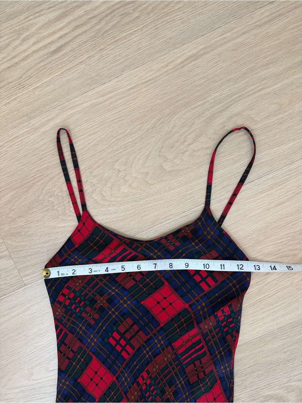Vintage Betsey Johnson Red & Plaid Spaghetti-Strap Midi Dress - Picture 5 of 8
